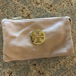 Authentic Beige Tory Burch Convertible Clutch Bag
